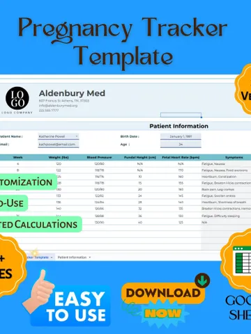 Pregnancy Tracker Template, Editable Google Sheets Digital Download, Easy-to-Use Pregnancy Journal, Week-by-Week Baby Tracker $8.26
