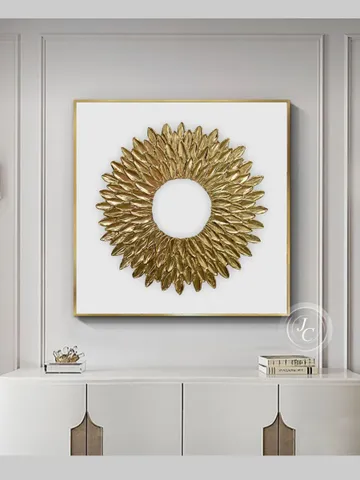 Gold and White Abstract Wall Art Modern Original Painting | Gold Petals Textured artwork Golden modern wall decor $345.00