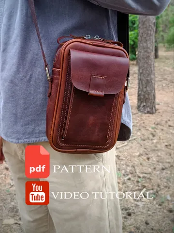 PDF Men's crossbody bag pattern - Download PDF. Men's phone bag. $6.00