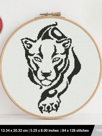 Black Panther Silhouette cross stitch pattern, Wildlife, Animal, wall art, Jungle decor, counted, chart, gift DIY, embroidery, instant PDF $4.74