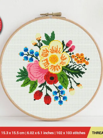 Flowers Cross stitch pattern | Embroidery Pattern | Instant Download | Embroidery Designs $5.94
