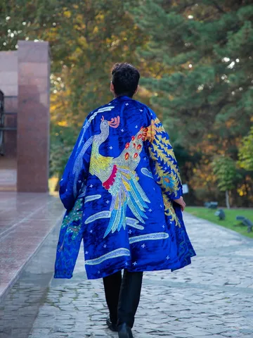 Phoenix Silk embroidered boho kimono coat by order