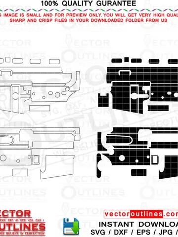 AR 15 Gun svg Blank Template vector file in 2 variations for Laser Engraving, Cutting, Make Custom Engraving by adding a Pattern on it $10.00