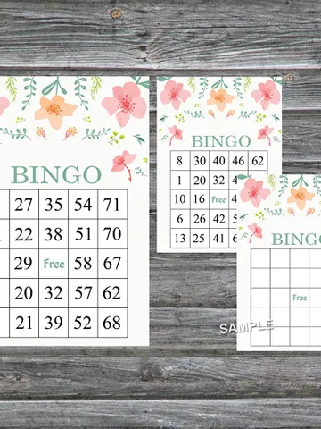 Beautiful flowers bingo game card,Floral bingo game card,Floral Printable Bingo,Flower themed bingo,INSTANT DOWNLOAD-104 $3.95