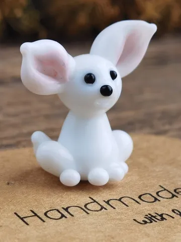 Glass figurines Tiny fennec figurine miniature fenec sculpture terrarium figurines blown glass art tiny glass animals glass fennec dollhouse $25.05