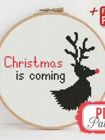 Christmas is Coming Cross stitch pattern Holiday Red New Year Game of Thrones Deer Cross stitch pattern PDF Format Instant Download Modern $4.14
