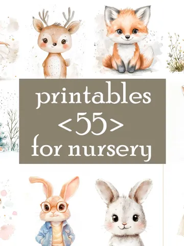 55 PRINTABLES for Nursery print, nursery decor printable wall art; kids room watercolor art; cute playrom posters; digital download $10.56