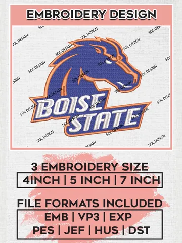 NCAA Boise State Team Logo Machine Embroidery Design, NCAA Boise State Broncos Team Design Design files, NCAA Team Embroidery Designs, NCAA Machine Embroidery Designs, Digital Download $6.99
