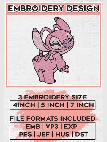 Cute Stitch Angel Embroidery Designs, Lilo & Stitch Embroidery, Disney Embroidery Files, Machine embroidery Files, Digital Download EMB_CARTOON_143 $6.99