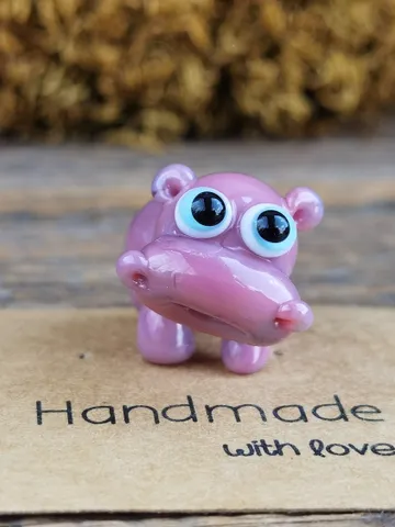 Glass beads Hippo beads Lampwork beads hippo figurine Glass hippo Miniature hippo Tiny glass animals Blown glass art Terrarium $22.00