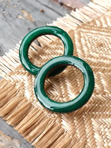 Green Round Earrings Hoop Wooden Studs $43.89