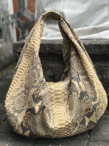 Big Soft Hobo Classy Sport Woman Bag | Purse Genuine Python Skin | Python Skin Products | Beige Big Elegant Leather Designer Soft Bag Snake $290.00