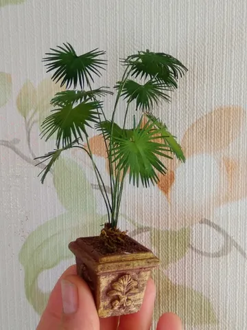 Palm tree in a pot.Miniature Dollhouse.1:12 scale. $58.00