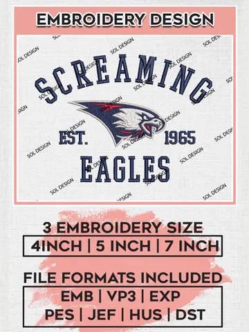 Southern Indiana Screaming Eagles Est 1965 Embroidery Designs, NCAA Southern Indiana Screaming Eagles Team Embroidery, NCAA Team Logo, 3 sizes, Machine embroidery Files, Digital Download $6.99