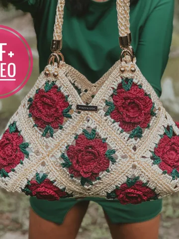 Granny square crochet bag pattern PDF and video tutorial, shoulder crossbody, hippie handbag, boho chic, digital instant download $4.50