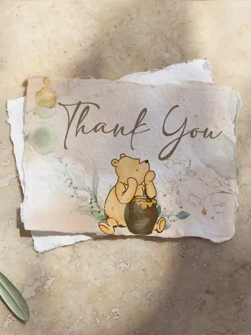 Editable Thank you card Winnie the Pooh; Winnie the Pooh Baby Shower; Printable thank you cards; Winnie the PoohPooh Party Decoration; WP4 $8.13
