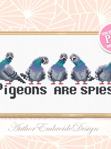 Funny pigeons cross stitch pattern PDF download Cross stitch quote Pigeons are spies, Small modern cross stitch chart, Pigeon gifts #Q61 $4.40