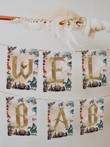Welcome Baby Banner; Letters Baby Shower Banner;  Wizarding World Baby Shower Banner;Magic School Baby Shower editable template; Wf55 $11.62