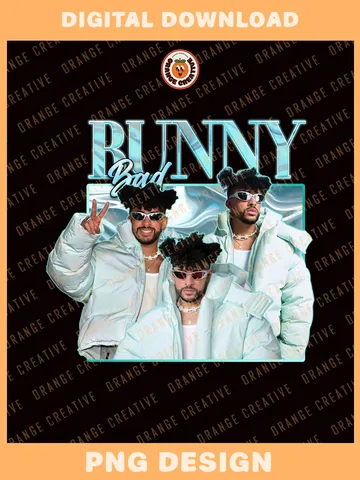 Retro Bad Bunny White Coat Bootleg T-shirt PNG, 90s Bootleg Template, Graphic Bad Bunny PNG Files, Custom Bootleg Music Tee, Digital Download $4.99