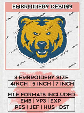 Northern Colorado Bears Head Mascot Logo Machine Embroidery Design, NCAA Northern Colorado Bears Embroidery Design Design files, NCAA Embroidery Designs, NCAA Machine Embroidery Designs, Digital Download $6.99