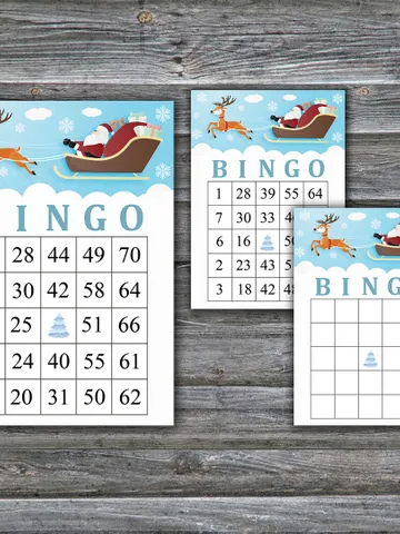 Santa carriage bingo game card,Christmas bingo game card,Christmas Bingo Printable,Holiday Bingo,INSTANT DOWNLOAD-77 $3.95