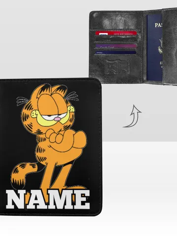 Garfield Passport Cover Custom NAME, Passport Holder High-Grade Microfiber Leather $36.00