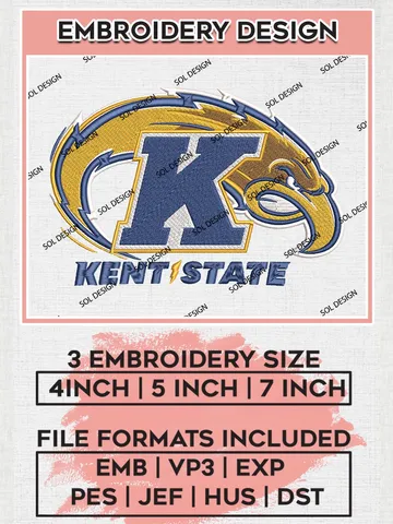NCAA Kent State Team Logo Machine Embroidery Design, NCAA Kent State Golden Flashes Team Design Design files, NCAA Team Embroidery Designs, NCAA Machine Embroidery Designs, Digital Download