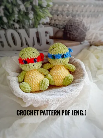 Ninja Turtles Amigurumi Crochet Toy Pattern PDF, Stuffed Plush Easy Amigurumi Animal Crochet Pattern $4.90