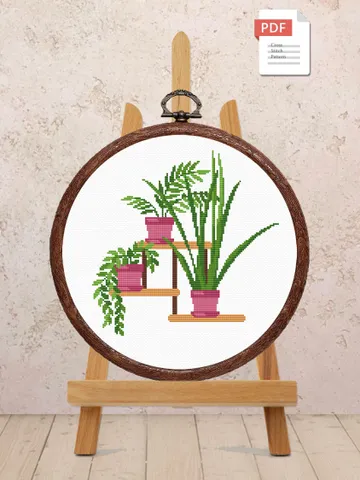 Potted Flowers Cross Stitch Pattern, Flower Cross Stitch Pattern, Embroidery Potted Flowers, Flowers xStitch, Potted Flowers xStitch #flw021 $4.00