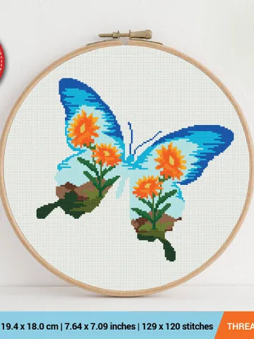 Butterfly Silhouette Cross stitch pattern | Embroidery Pattern | Instant Download | Embroidery Designs $5.49