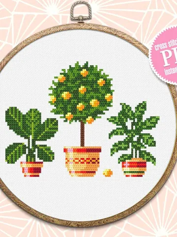 Home plants cross stitch pattern download PDF Potted plants cross stitch chart, Garden embroidery PDF, Small beginner stitch, Home decor #P7 $3.50