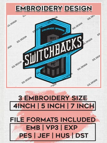 USLC Colorado Springs Switchbacks Logo Embroidery Designs, USLC Colorado Springs Switchbacks Embroidery Design, USLC Embroidery Design Files, USLC Logo, 3 sizes, Machine embroidery Files, Digital Download $6.99