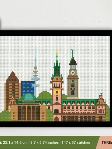 Hamburg City Cross stitch pattern | Embroidery Pattern | Instant Download | Embroidery Designs $5.49