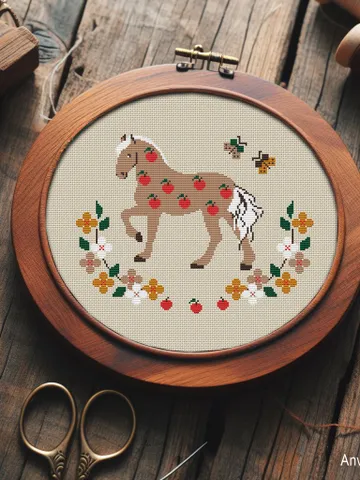 Horse in apples cross stitch pattern $4.50