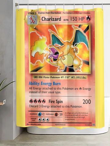 Charizard Card Shower Curtain $48.00