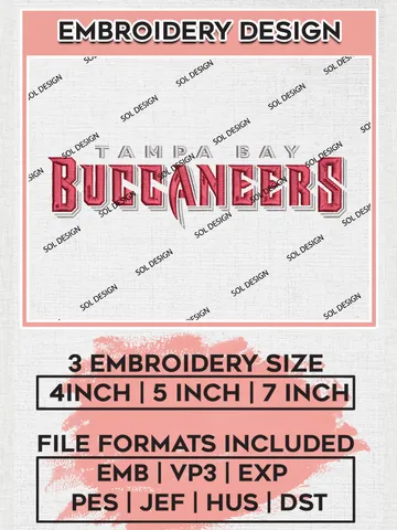 Tampa Bay Buccaneers Wordmark Logo Embroidery Designs, NFL Buccaneers, NFL Embroidery Designs, NFL Tampa Bay Buccaneers Machine Embroidery Design, Digital Download $6.99