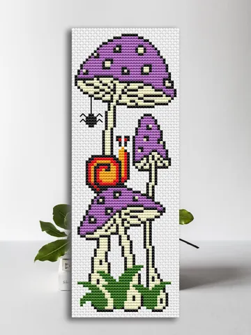 Cross stitch bookmark pattern Atomic Mushrooms