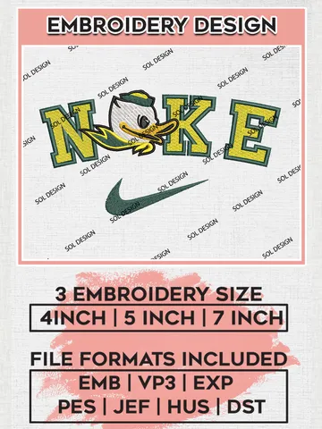 Nike Oregon Ducks Machine Embroidery Design, NCAA Oregon Ducks Embroidery Design Design files, NCAA Embroidery Designs, NCAA Machine Embroidery Designs, Digital Download $6.99
