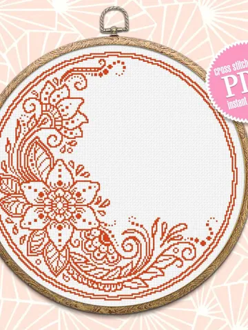 Floral mandala cross stitch pattern digital PDF Awesome cross stitch flowers Modern embroidery beginners Flower ornament xsitch chart #M150 $4.60