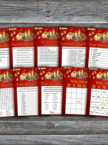 Christmas candle baby shower games bundle,Christmas Baby Shower games package,Fun Baby Shower Games,9 Printable Games243 $5.95