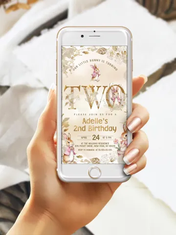 Editable Digital Invitation template for the 1st Baby Birthday party in Peter Rabbit style instant download and unlimited access pr777 $12.78