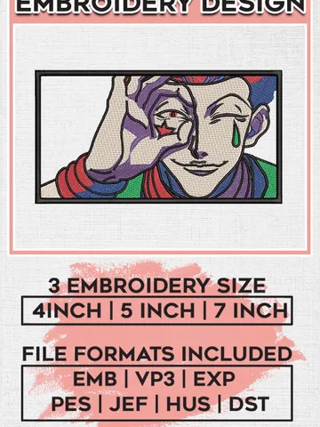Hisoka Embroidery Design / Hunter X Hunter Embroidery File / Anime Character Designs / Digital Download EMB_ANIME_67 $6.99