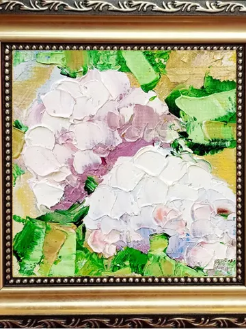 Hydrangea Painting Cornflower Original Art Impasto Oil Painting 4x4 Impasto Hydrangea Wall Art Floral Meadow Painting Field $45.00