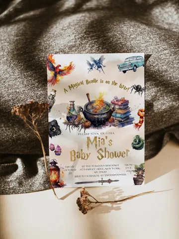 DIY Wizarding World Baby Shower iNVITATION; Magic School Baby Shower Template; School of Wizard Baby Shower invitation template; wF55 $11.62