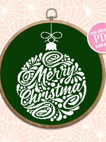 Christmas ball cross stitch pattern download PDF Christmas ornament cross stitch chart Holiday hand embroidery PDF, DIY Christmas decor #N14 $4.50