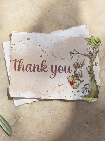 Editable Thank you card Hundred Acre Wood First Birthday party thank you; Winnie the Pooh Party; Classic Pooh Party Birthday ; wp6 $10.45