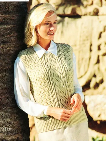 Waistcoat vest knitting pattern sleeveless cardigan top cable aran waistcoat women ladies top pdf instant download $6.68