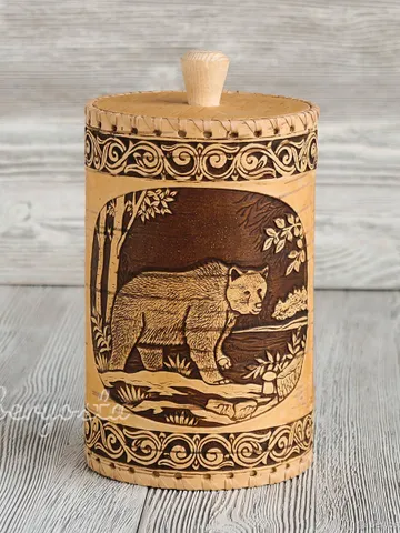 Birch bark tuesok, tuesok, a jar of birch bark "Bear". gift for mom $69.00