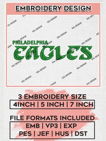 NFL Philadelphia Eagles Wordmark Machine Embroidery Design Files, NFL Eagles, NFL Logo Embroidery Files, NFL Philadelphia Eagles Machine Embroidery Design, Digital Download