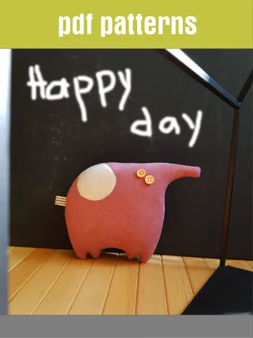 Pink elephant sewing pattern PDF, digital tutorial in english, diy stuffed animal $5.69